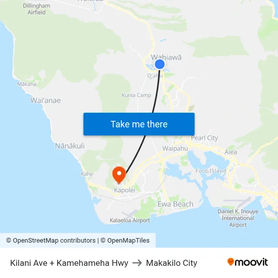 Kilani Ave + Kamehameha Hwy to Makakilo City map
