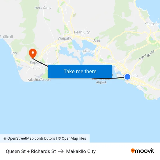 Queen St + Richards St to Makakilo City map