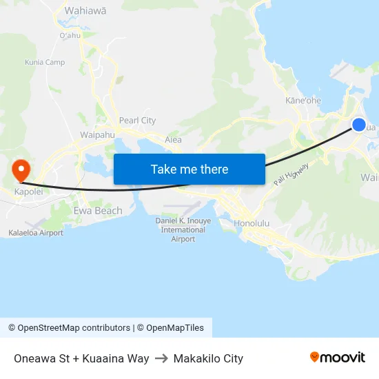 Oneawa St + Kuaaina Way to Makakilo City map