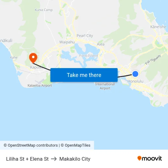 Liliha St + Elena St to Makakilo City map