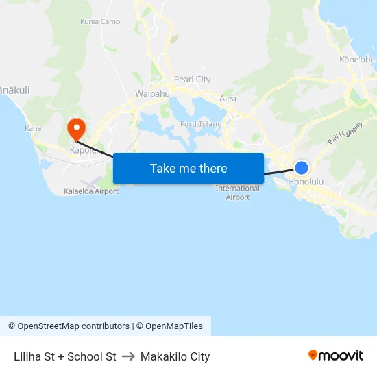 Liliha St + School St to Makakilo City map