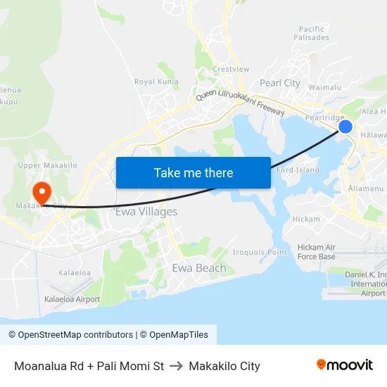Moanalua Rd + Pali Momi St to Makakilo City map