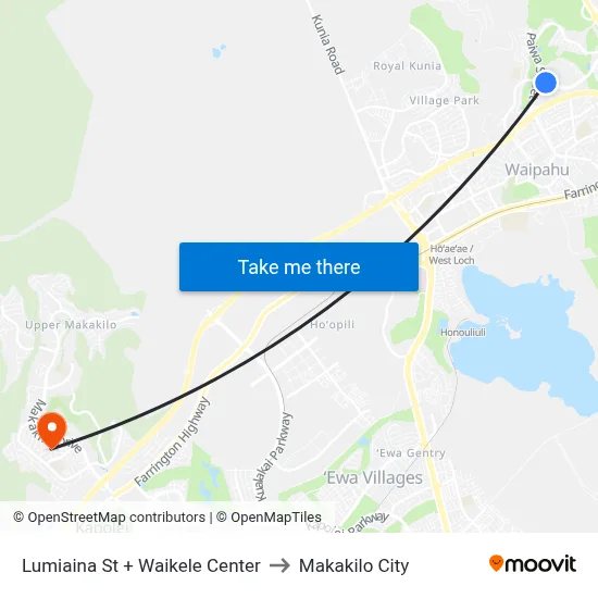Lumiaina St + Waikele Center to Makakilo City map