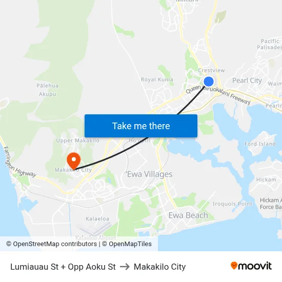 Lumiauau St + Opp Aoku St to Makakilo City map