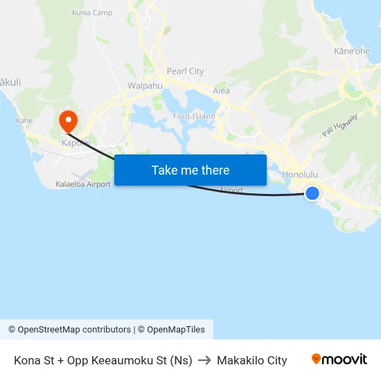 Kona St + Opp Keeaumoku St (Ns) to Makakilo City map
