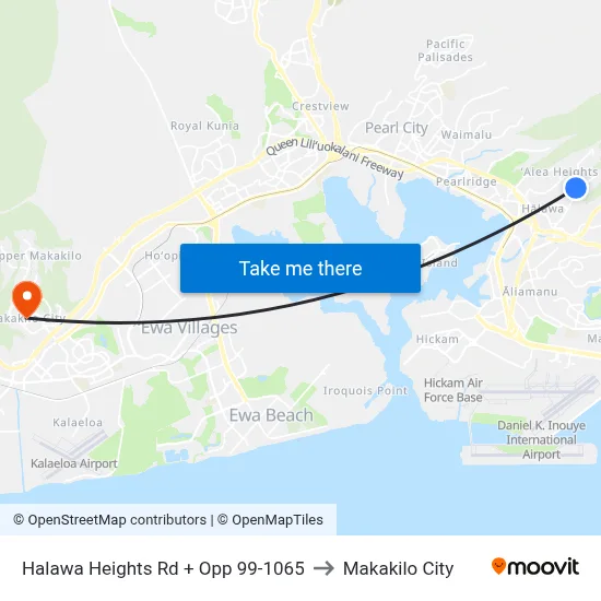 Halawa Heights Rd + Opp 99-1065 to Makakilo City map