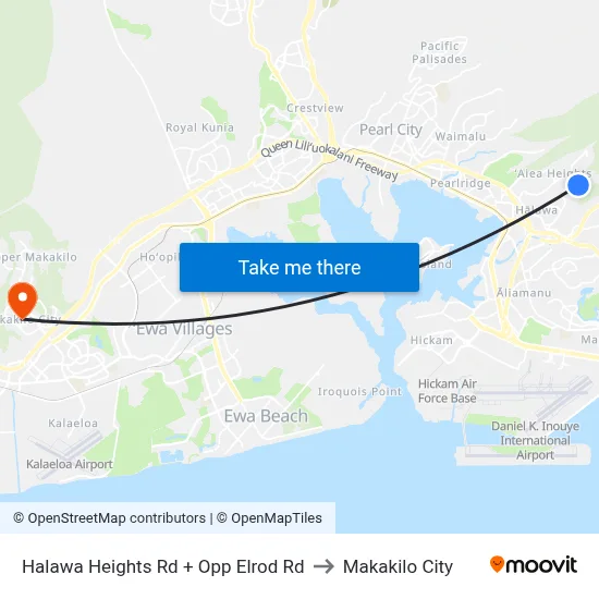 Halawa Heights Rd + Opp Elrod Rd to Makakilo City map