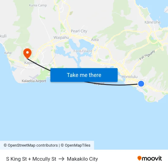 S King St + Mccully St to Makakilo City map