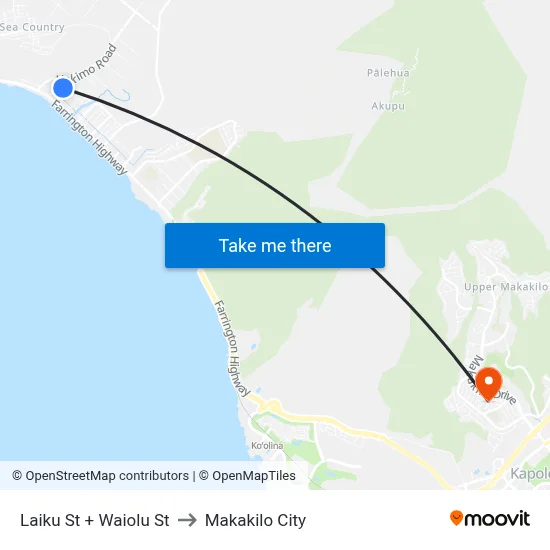 Laiku St + Waiolu St to Makakilo City map