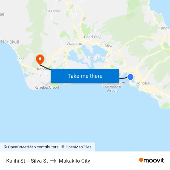 Kalihi St + Silva St to Makakilo City map