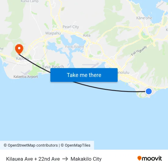 Kilauea Ave + 22nd Ave to Makakilo City map