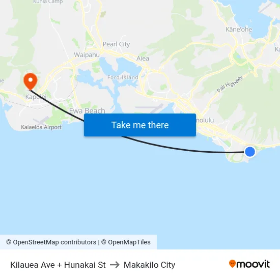 Kilauea Ave + Hunakai St to Makakilo City map