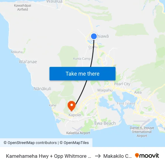 Kamehameha Hwy + Opp Whitmore Ave to Makakilo City map