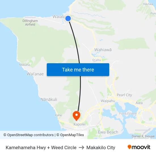 Kamehameha Hwy + Weed Circle to Makakilo City map
