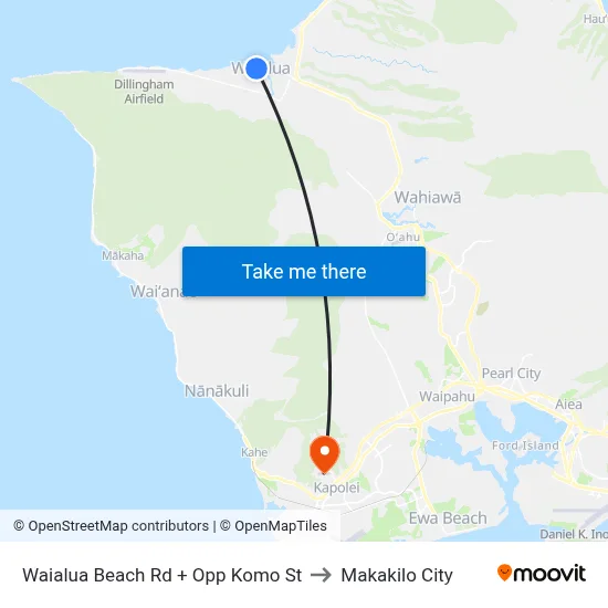 Waialua Beach Rd + Opp Komo St to Makakilo City map