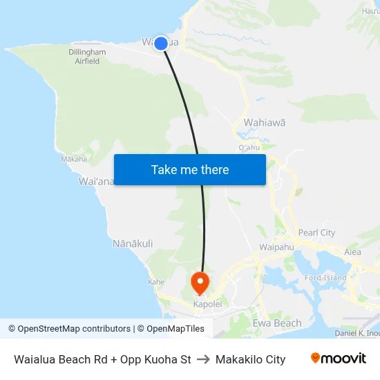 Waialua Beach Rd + Opp Kuoha St to Makakilo City map