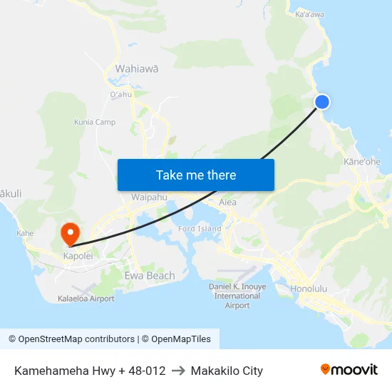 Kamehameha Hwy + 48-012 to Makakilo City map