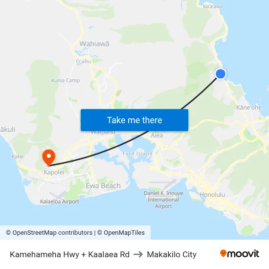 Kamehameha Hwy + Kaalaea Rd to Makakilo City map