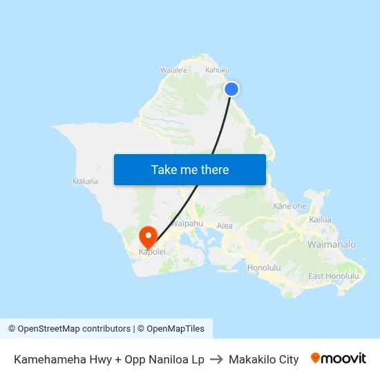 Kamehameha Hwy + Opp Naniloa Lp to Makakilo City map