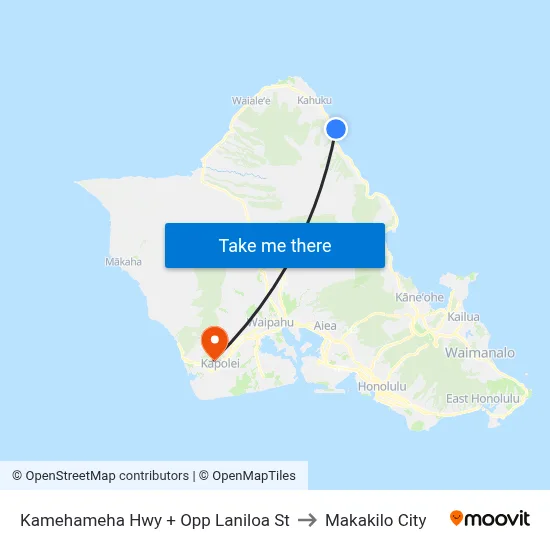 Kamehameha Hwy + Opp Laniloa St to Makakilo City map