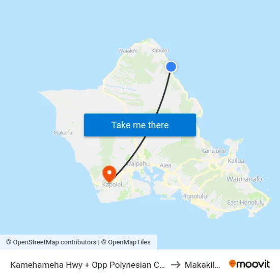 Kamehameha Hwy + Opp Polynesian Cultural Center to Makakilo City map
