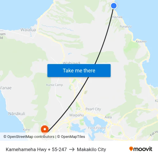 Kamehameha Hwy + 55-247 to Makakilo City map