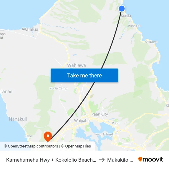 Kamehameha Hwy + Kokololio Beach Park to Makakilo City map