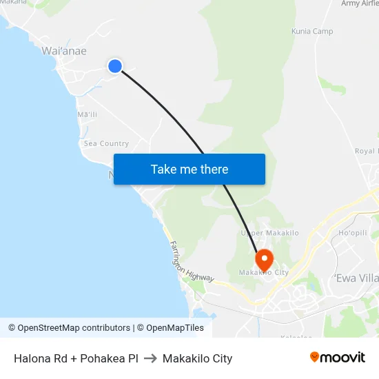 Halona Rd + Pohakea Pl to Makakilo City map