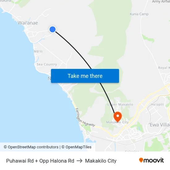 Puhawai Rd + Opp Halona Rd to Makakilo City map