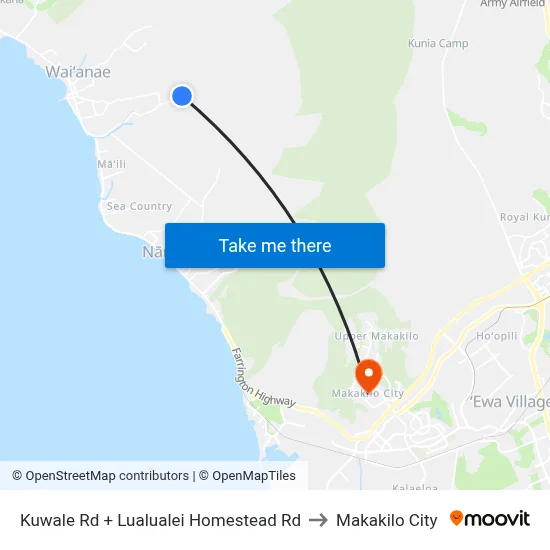 Kuwale Rd + Lualualei Homestead Rd to Makakilo City map