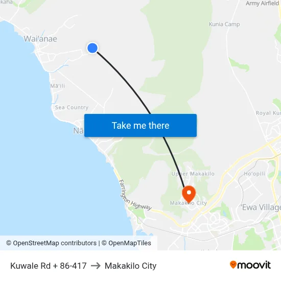 Kuwale Rd + 86-417 to Makakilo City map