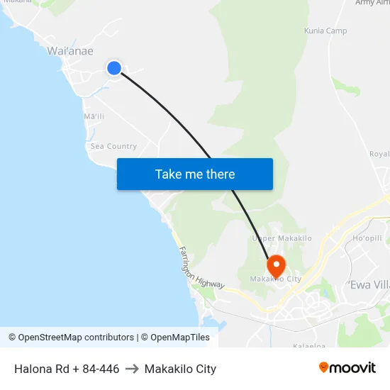 Halona Rd + 84-446 to Makakilo City map