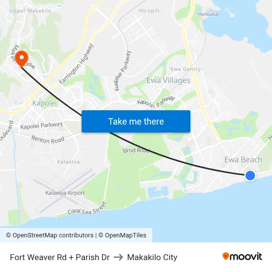 Fort Weaver Rd + Parish Dr to Makakilo City map