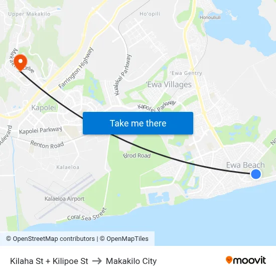 Kilaha St + Kilipoe St to Makakilo City map