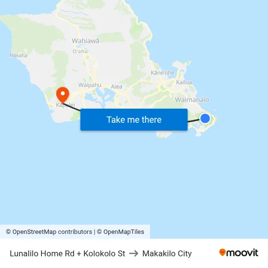 Lunalilo Home Rd + Kolokolo St to Makakilo City map