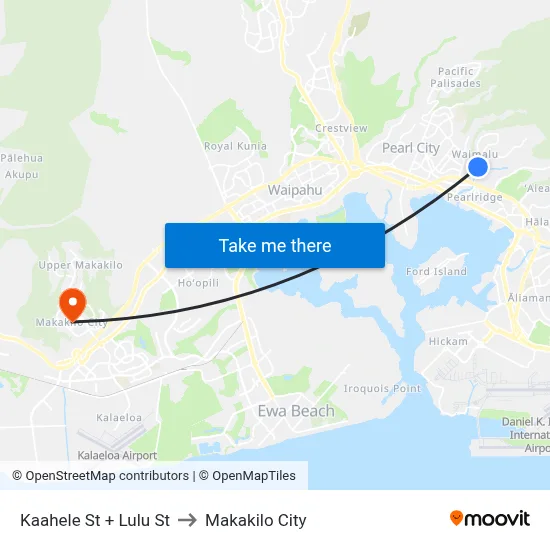 Kaahele St + Lulu St to Makakilo City map