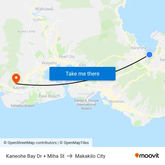 Kaneohe Bay Dr + Miha St to Makakilo City map