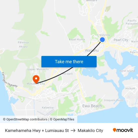 Kamehameha Hwy + Lumiauau St to Makakilo City map