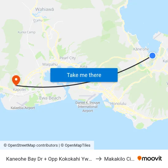 Kaneohe Bay Dr + Opp Kokokahi Ywca to Makakilo City map