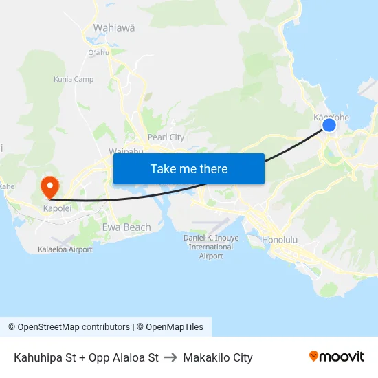 Kahuhipa St + Opp Alaloa St to Makakilo City map