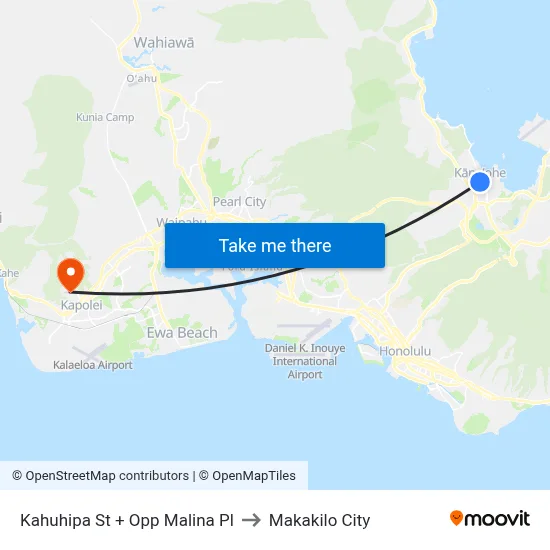 Kahuhipa St + Opp Malina Pl to Makakilo City map