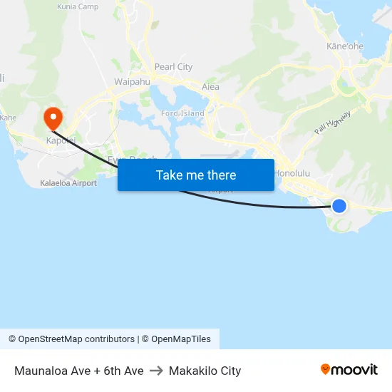 Maunaloa Ave + 6th Ave to Makakilo City map