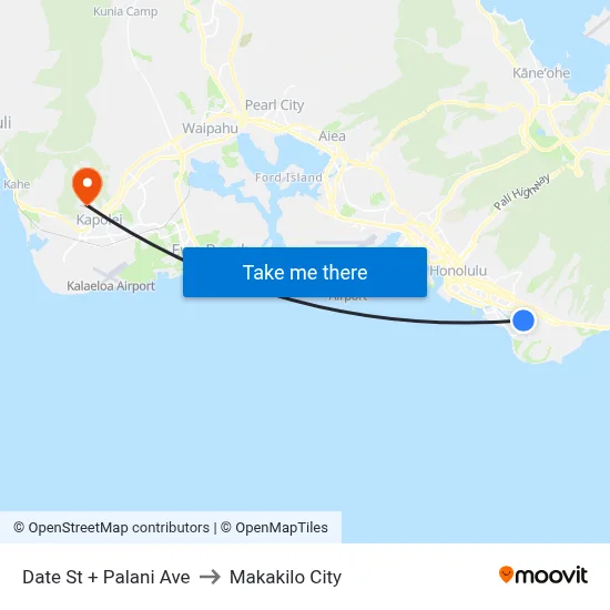 Date St + Palani Ave to Makakilo City map