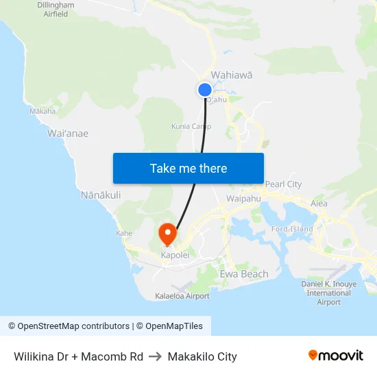 Wilikina Dr + Macomb Rd to Makakilo City map