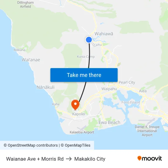 Waianae Ave + Morris Rd to Makakilo City map