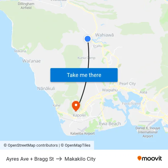 Ayres Ave + Bragg St to Makakilo City map