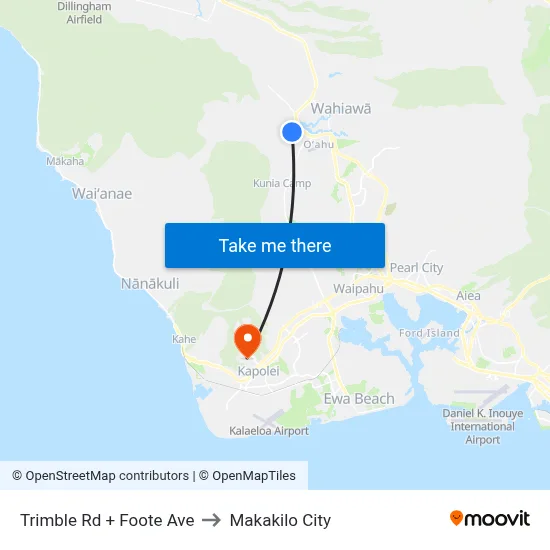 Trimble Rd + Foote Ave to Makakilo City map