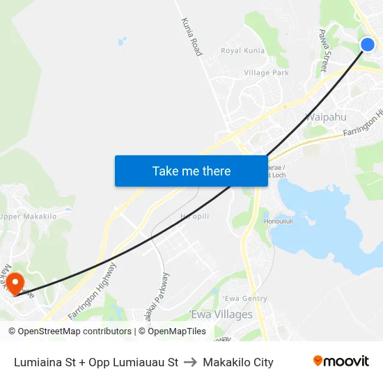 Lumiaina St + Opp Lumiauau St to Makakilo City map