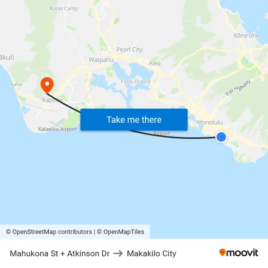 Mahukona St + Atkinson Dr to Makakilo City map