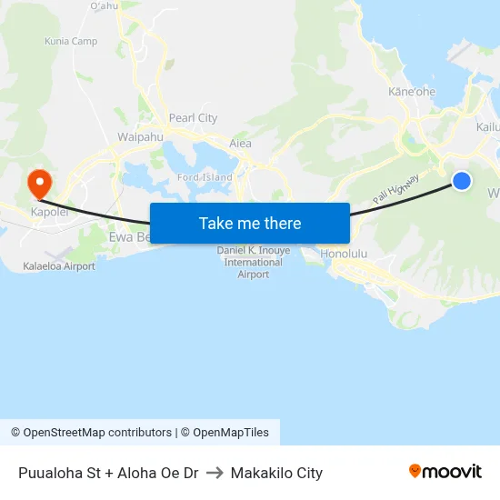 Puualoha St + Aloha Oe Dr to Makakilo City map